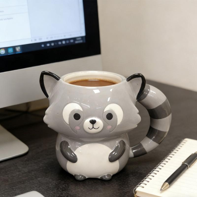 Keramische Koffiekop met Schattige Wasberen Dierlijk Ontwerp Hete Koude Drank Mok Drinkgerei Cadeau voor Huis Kantoor Decoraties