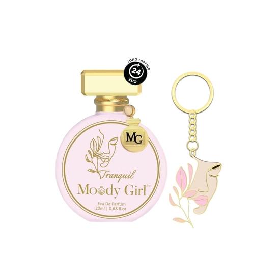 Moody Girl Tranquil Perfume with Key Charm I Mood Enhancing Perfume for Women with Passion Fruit, Tangerine & Musky Notes, Eau De Parfum, 20ml