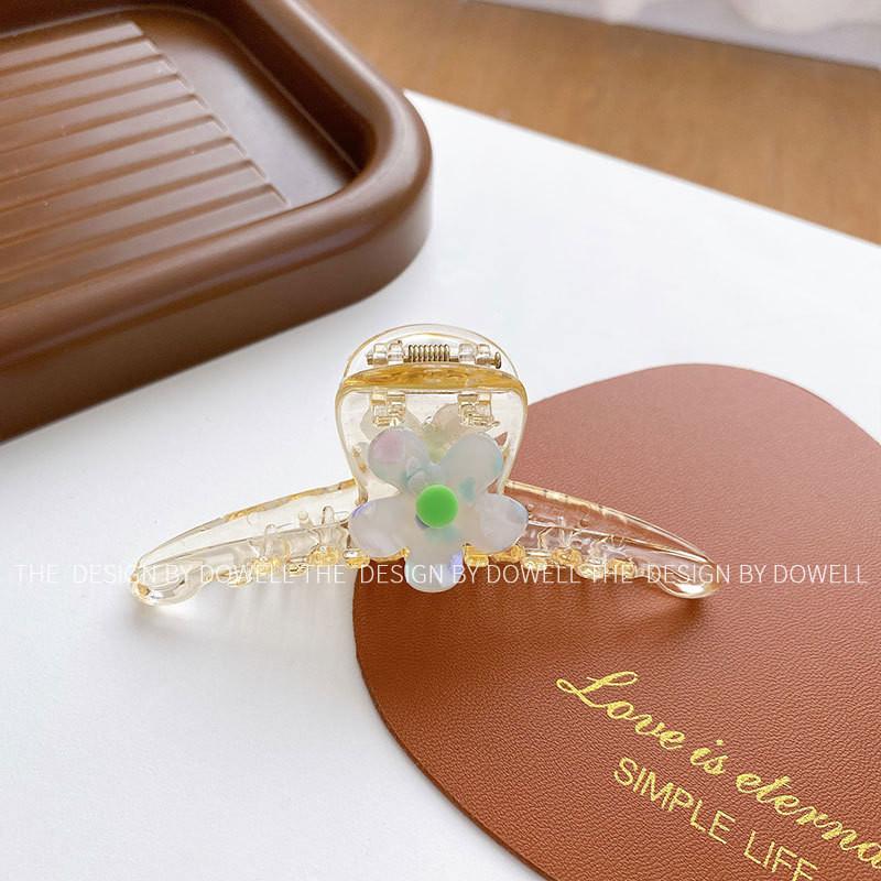 Beautiful Handcrafted Plastic Hair Claw With Colorful Flower Accents For Stylish Girls