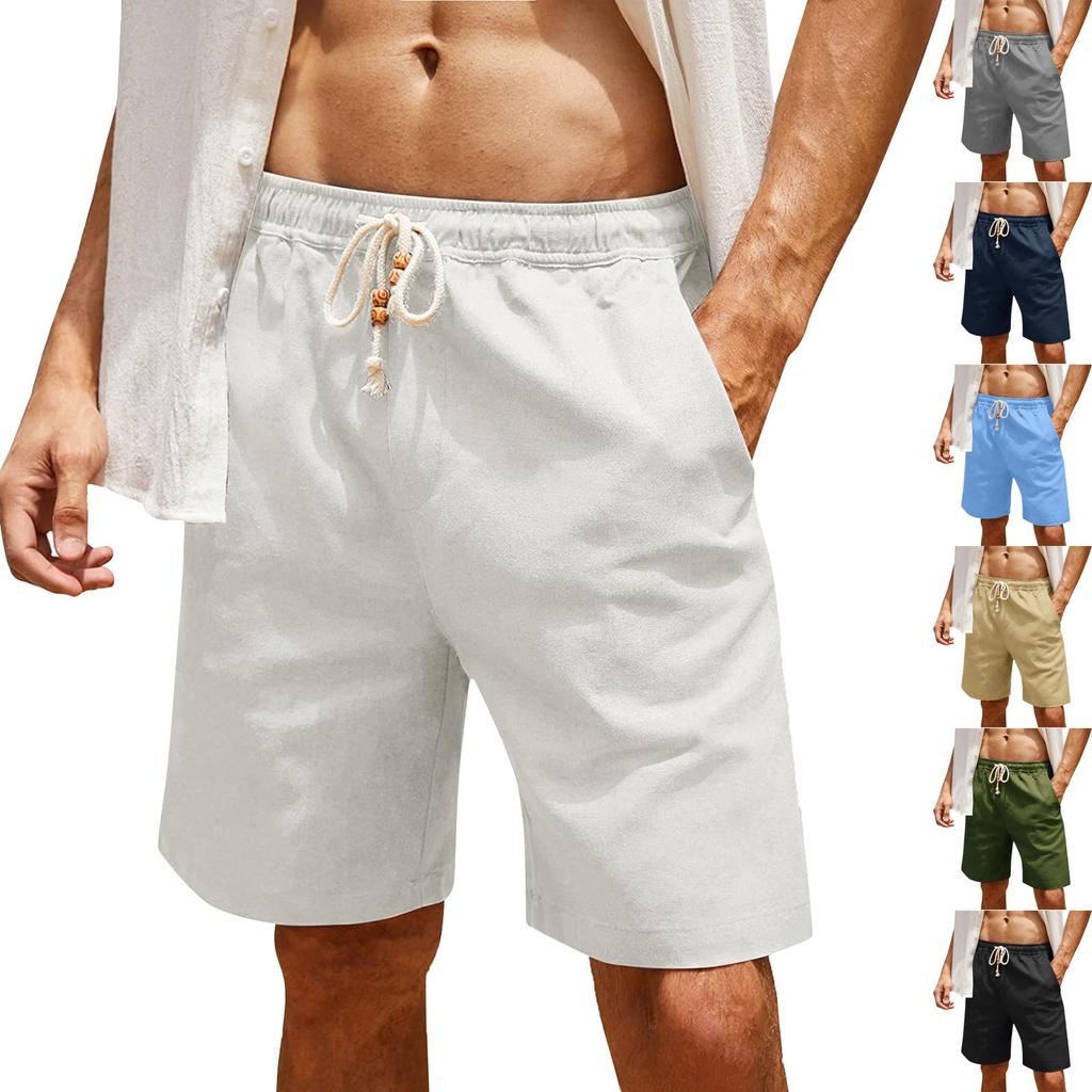 Men's Cotton Linen Casual Shorts Men's Fashionable Beach Shorts