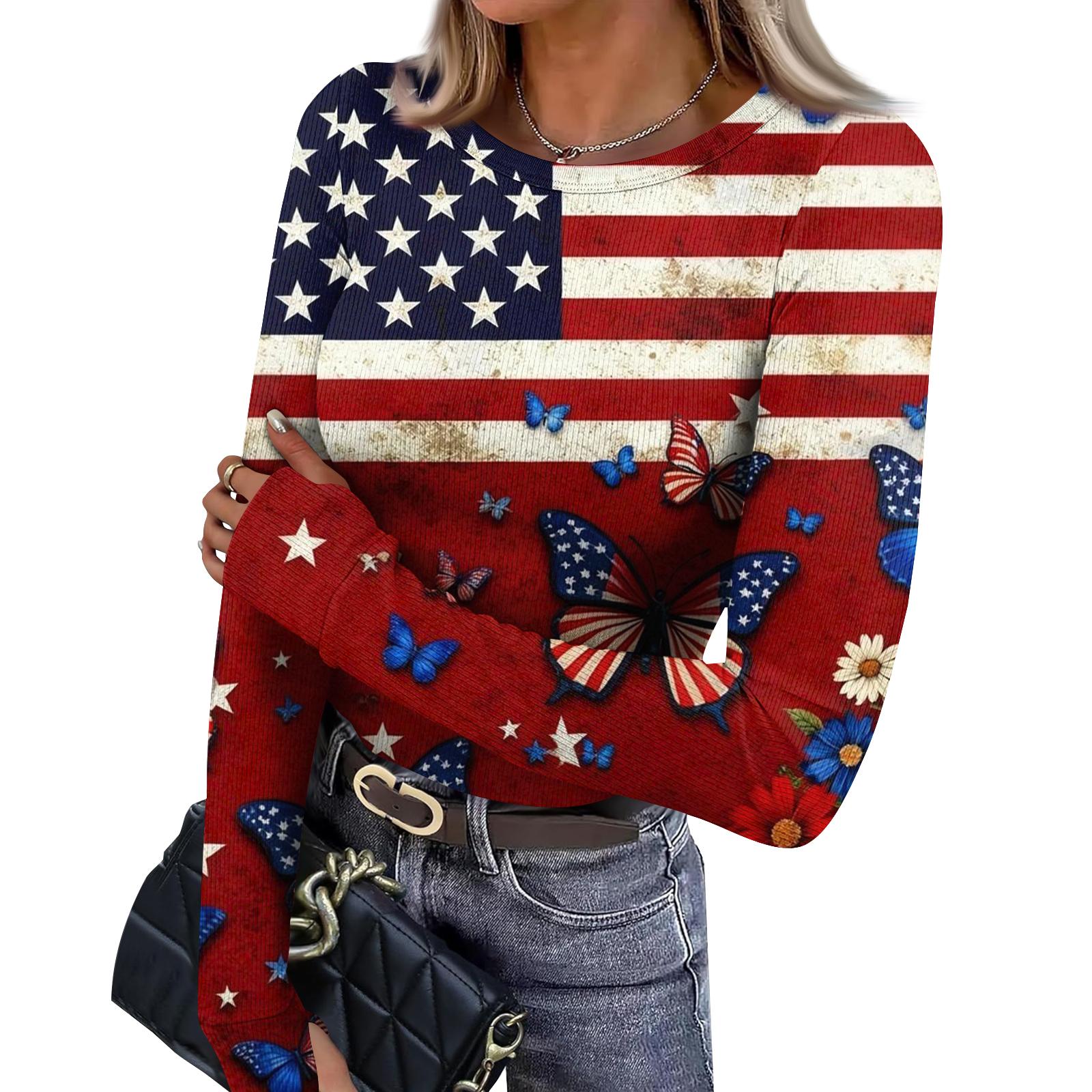 

Women s Fitted Base Layer T-shirt With Printed Round Neck And Long Sleeves Top XL красный