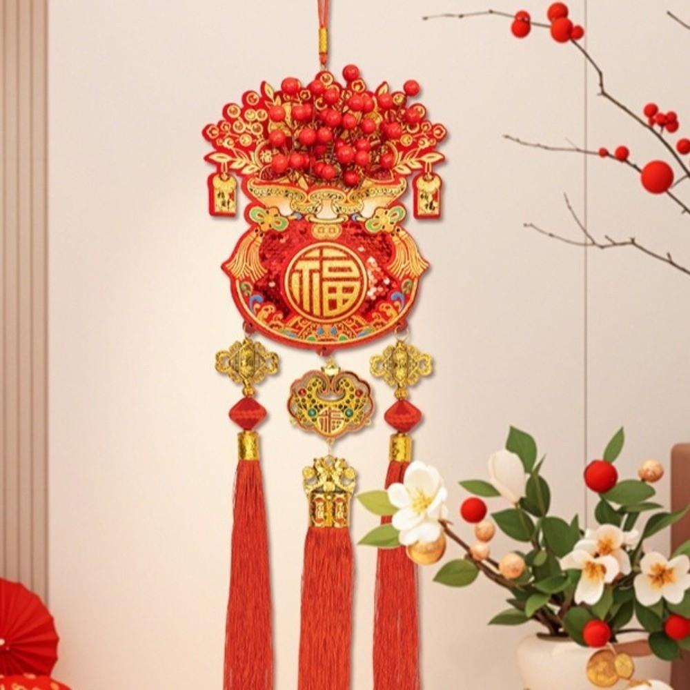 Glückstaschenform Chinesische Neujahrsdekoration Traditionelle Glitzer-Pailletten Frühlingsfest-Anhänger Kreativ Dreidimensional