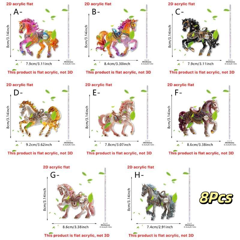 2/3/8Pcs Christmas 2D Flat Acrylic Horse Keychain Pendant Home Decoration Gift Festive Aesthetic Car Hanging Ornament Keychain