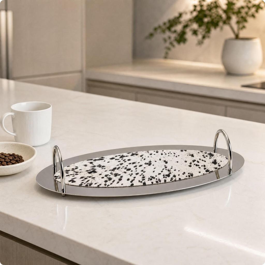 Oval Decorative Tray with Insert Easy to Clean for Living Room