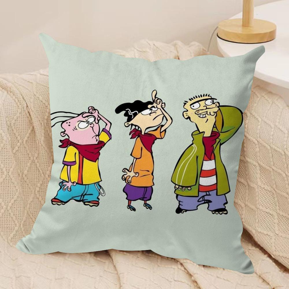 E-Ed Edd N Eddy Cushion Cover Silky Short Plush Double-Sided Printed Pillow Case for Sofa All Seasons Home Decor Gift