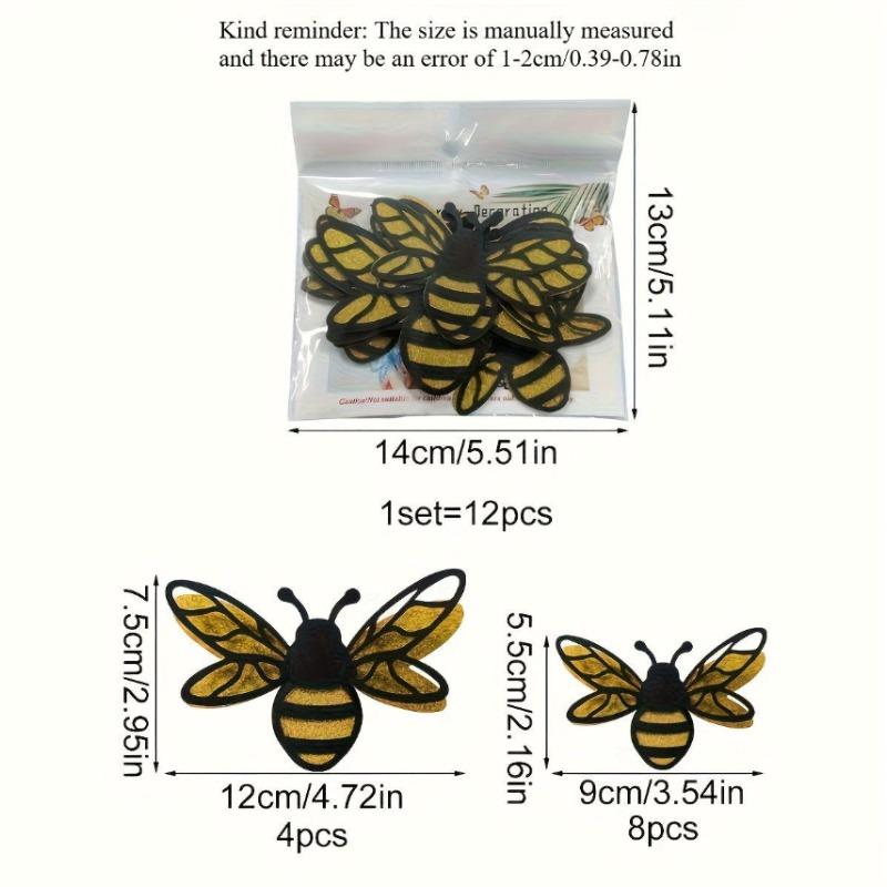 

12pcs/set Artistic PVC Wall Decal, 3D Bee Mural, Self-adhesive Wall Art Sticker For Bedroom, Entryway, Living Room, Office,Porch