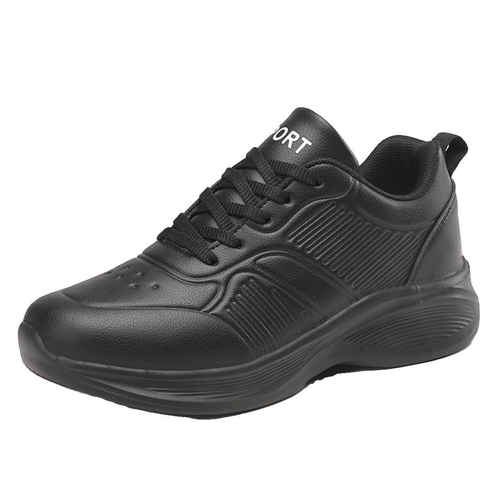 Ultra-light black shoes, new autumn and winter leather surface velvet cotton shoes, flat-bottomed sports and leisure shoes