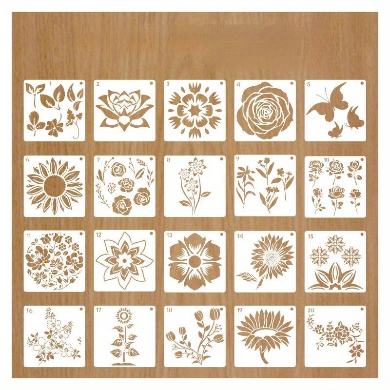 20pcs Flower Painting Stencils for DIY Sunflower Reusable Art Stencil Paint Template for Painting on Wood Glass and Canvas Decor.