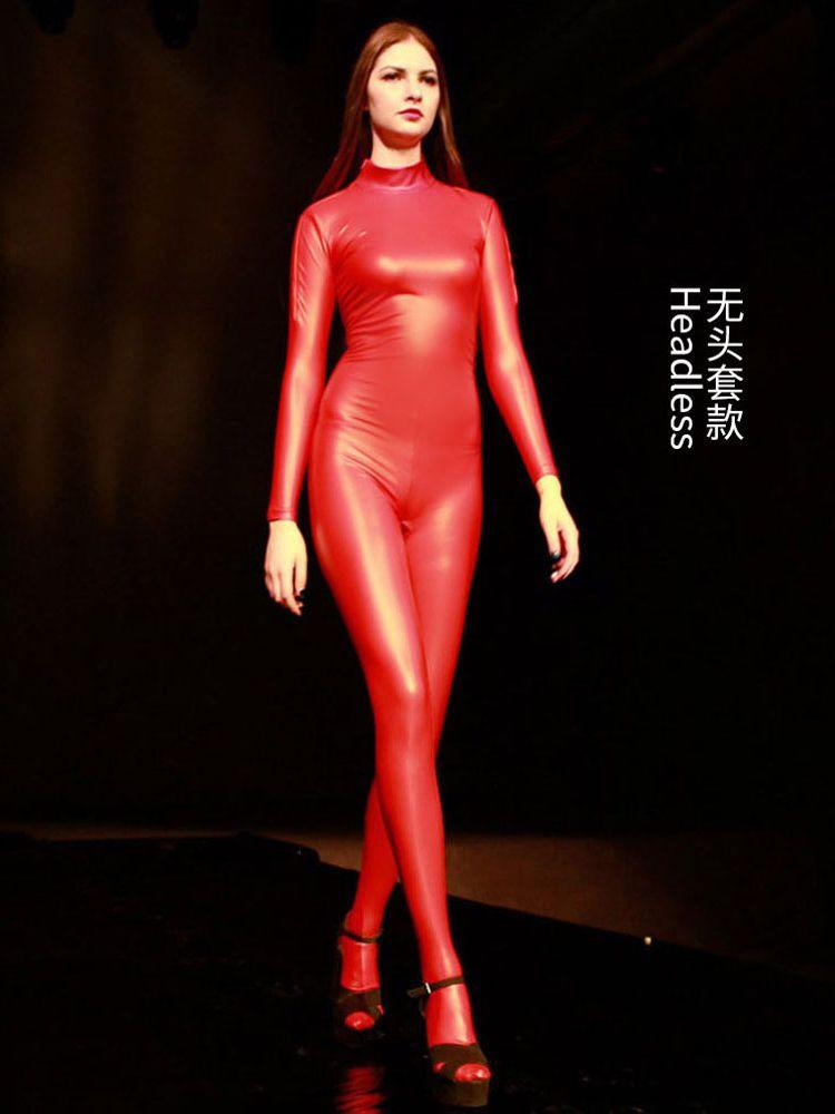 Set da 3 Pezzi Completo Cosplay in Finto Lattice Bodystocking in Pelle PU Catsuit Bodysuit con Cavallo Aperto Tuta Attillata Calda Sexy Zentai