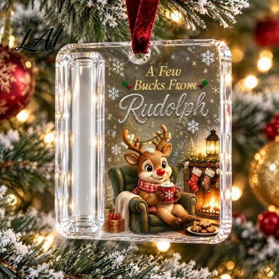 Creative Money Gift Ideas Christmas Cash Holder Ornament Acrylic Holder Holiday Ornament Hanging Decoration for Xmas Tree Stocking Stuffer,
