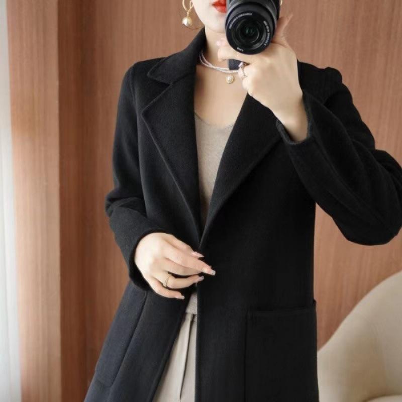 Women's Woolen Cashmere Coat Autumn and Winter Mid-length Woolen Woolen Casual Style Coat