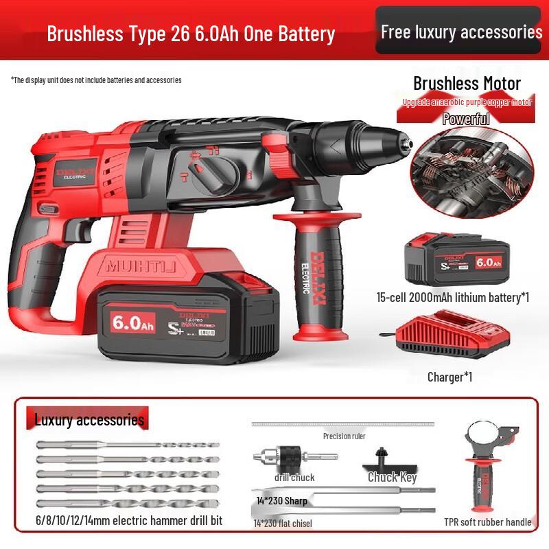 Delixi Brushless Lithium-Ion Rotary Hammer CN plug (adapter included)