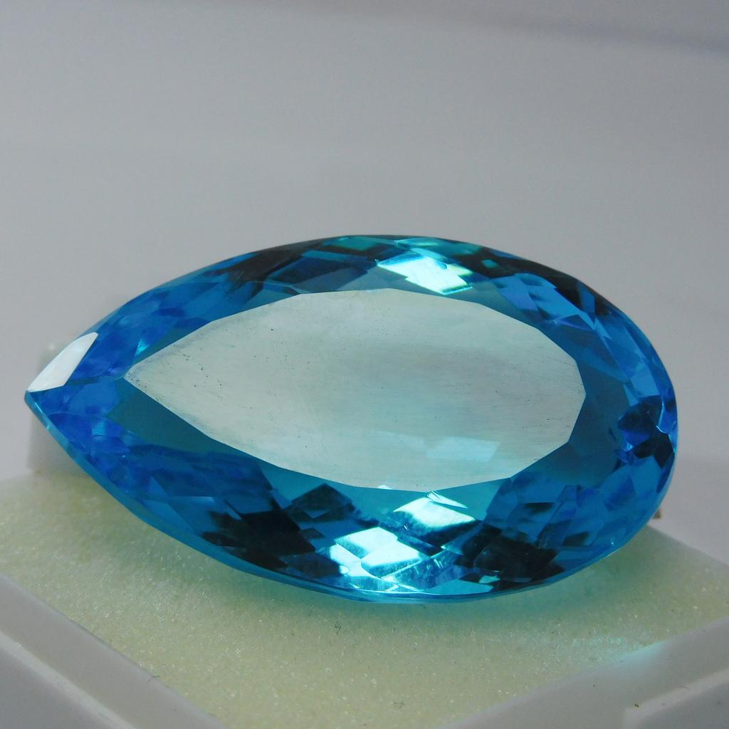 Blue Sapphire 87.00 Ct Loose Gemstone CERTIFIED Lab-Created Pear Cut Perfect M-1006-Ra