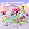 Magnetic Building Blocks Mine World Magnetic Pink Blossom Castle Construction Brick Cube Stem Boy Girl Children Toy Set Gift