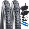 YunSCM Set of 2, 27.5x2.3 58-584 Bicycle Tires + 27.5x1.75/2.40 Tubeless Inner Tubes with 32mm American Valves, Rim Tape, and Tire Lever, Y-2009