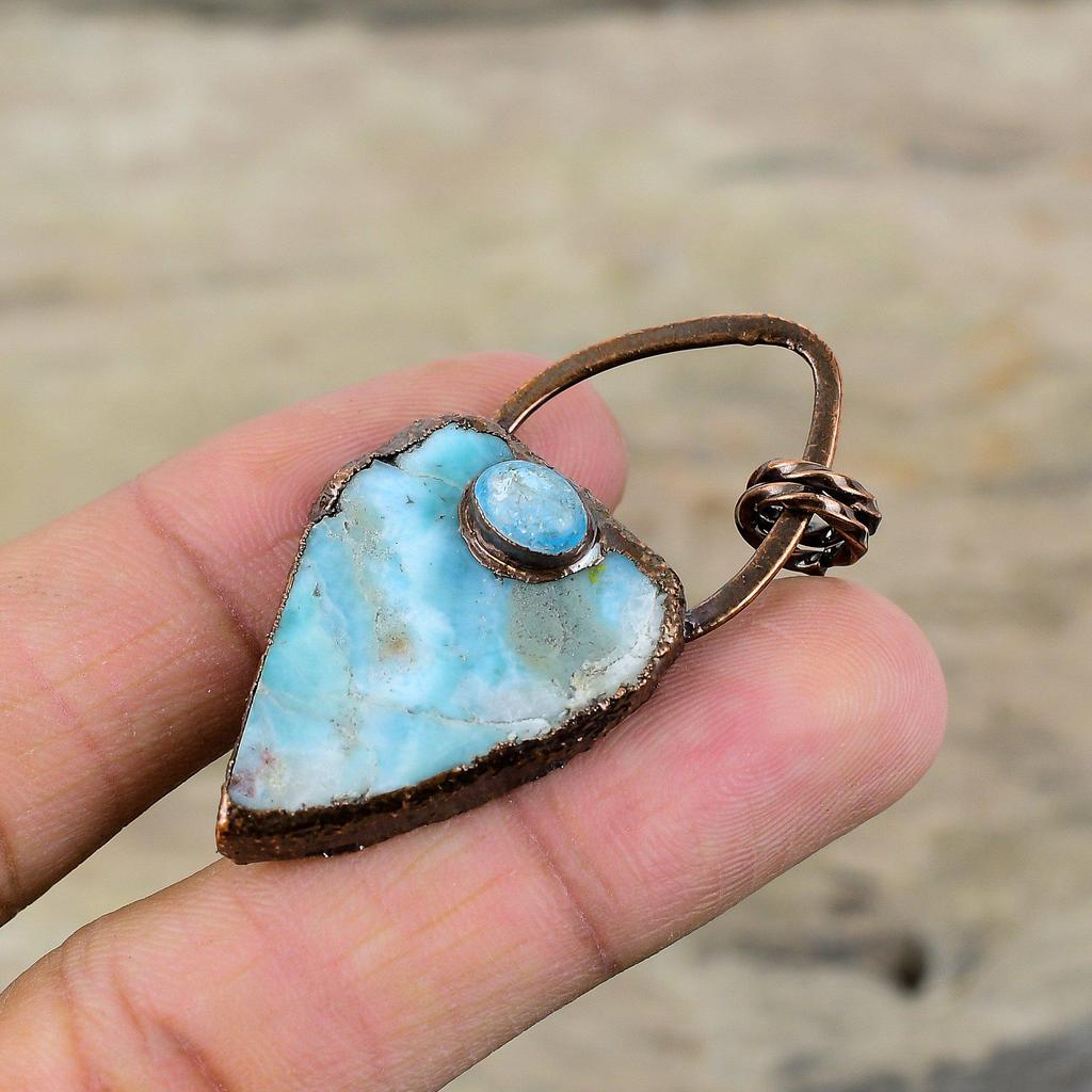 Larimar Pendant Electroformed Copper Pendant Electroformed Jewelry Gemstone Pendant Handmade Pendants Copper Jewelry Special Occasion Gifts