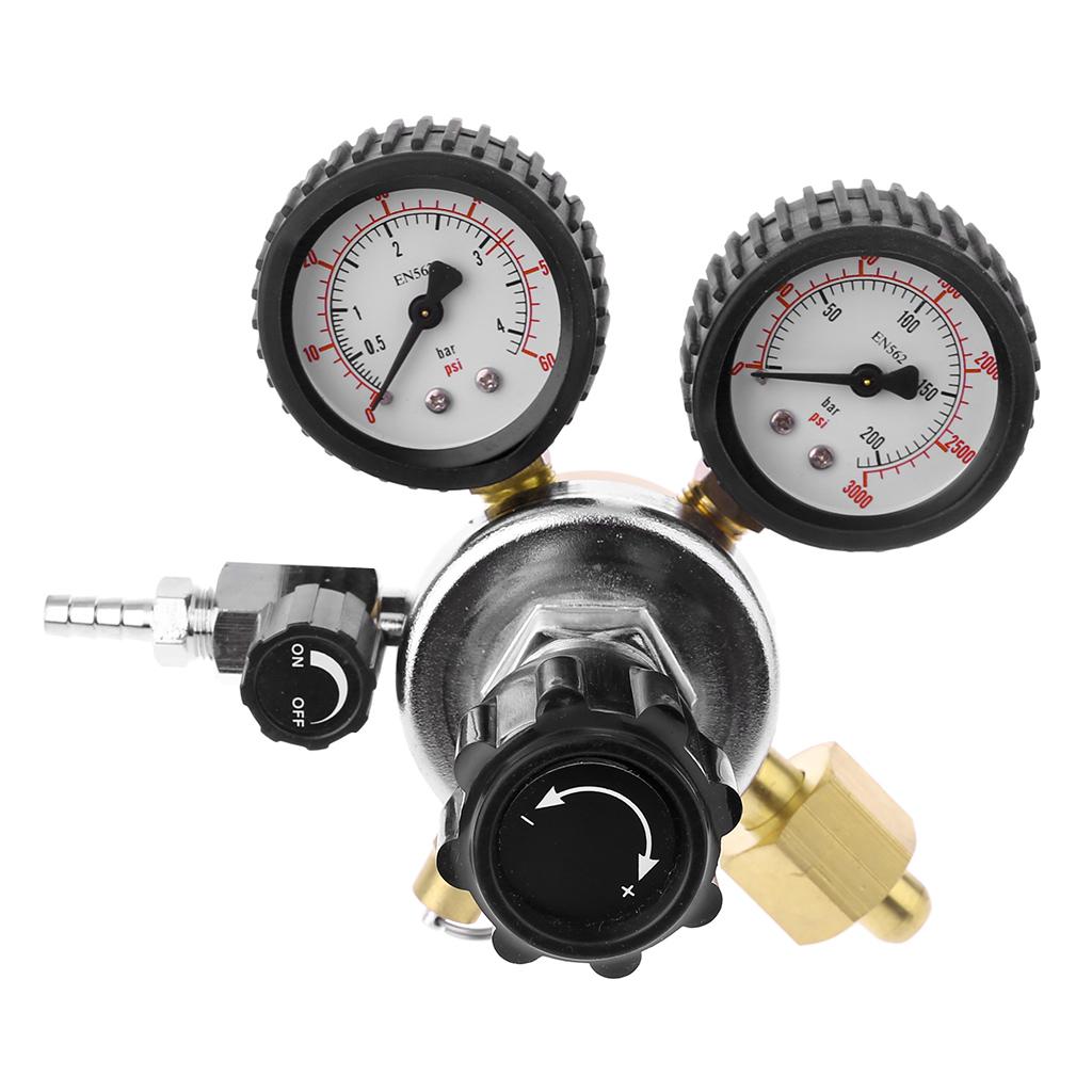 Regolatore CO2 Regolatore Fusto o Gas 0-3000PSI (Doppio Manometro) Riduttore di Anidride Carbonica