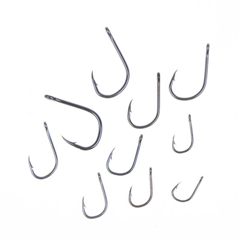 100Pcs/Box High Carbon Steel Fish Hook Durable High Strength Barbed Fishing Hooks With Ring For Carp Fishing Accessories