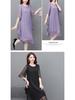 Women's Summer 2023 Silk Crepe A-line Dress: Mid-length, Solid Color, Loose Fit, Tummy-Covering, Fashionable and Elegant.