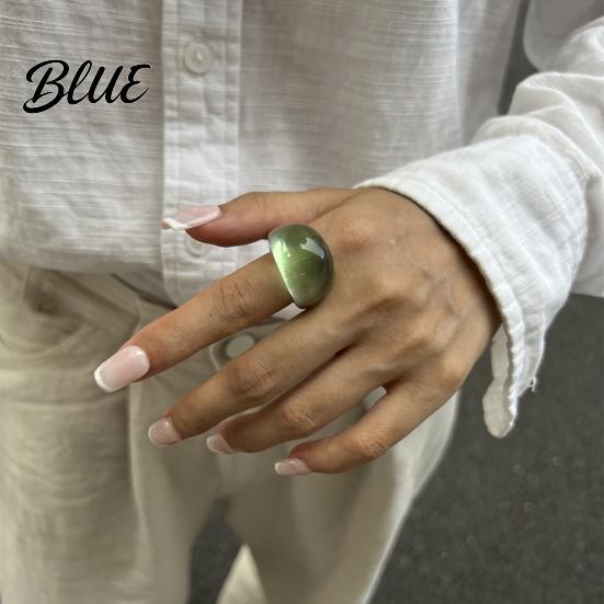 Retro Ring Jelly Texture Finger Ring Transparent Resin Round Layered