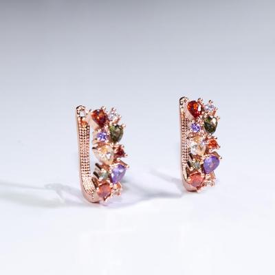 Πολύχρωμο Ζιργκόν Ροζ Χρυσό Σκουλαρίκι Γυναικεία Σκουλαρίκια Rainbow Cubic Zirconia