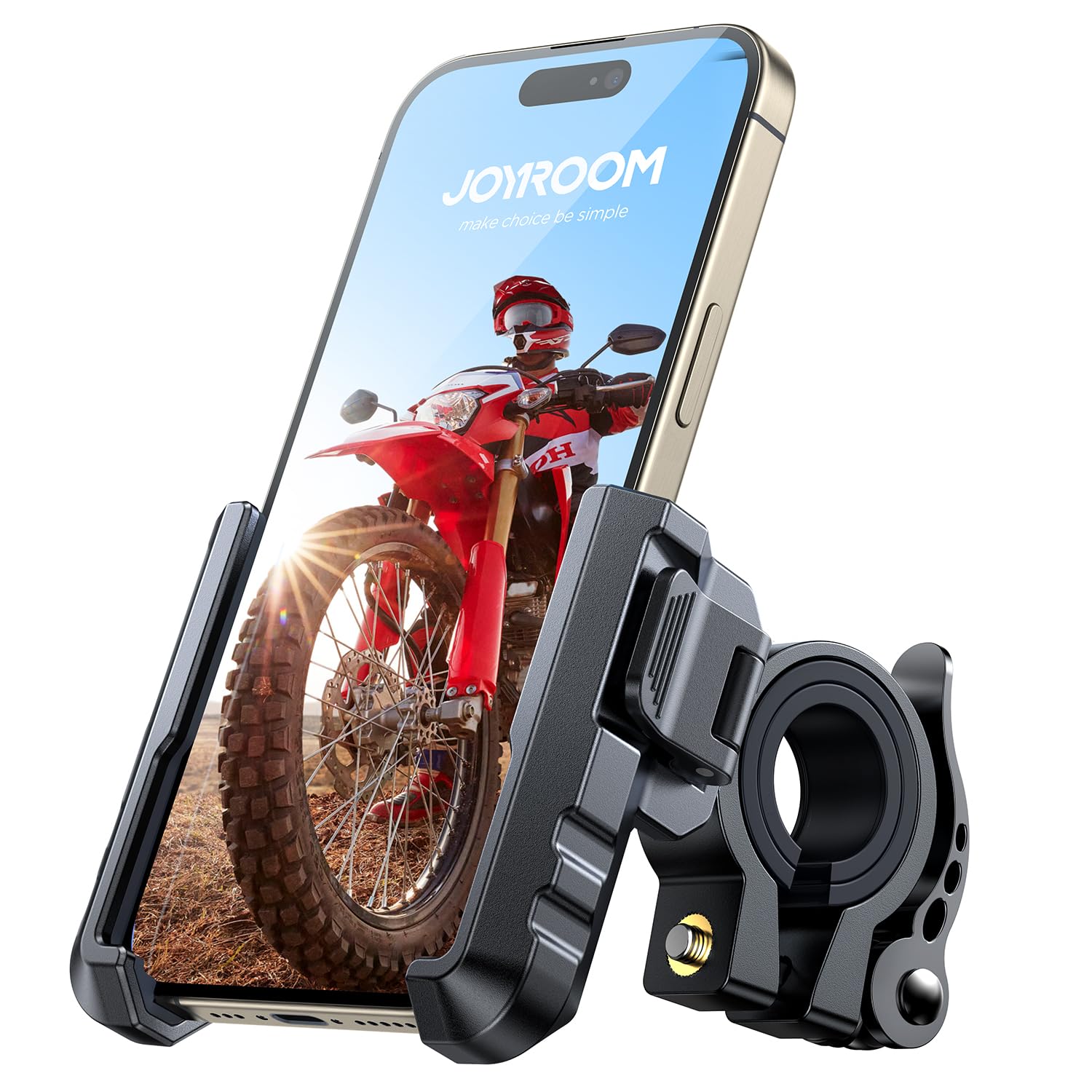 

Joyroom Bicycle Smartphone Holder Stand for Photography Wrapped for Unobstructed Easy Installation Smartphone Bicycle Holder for Road Racing Electric чёрный