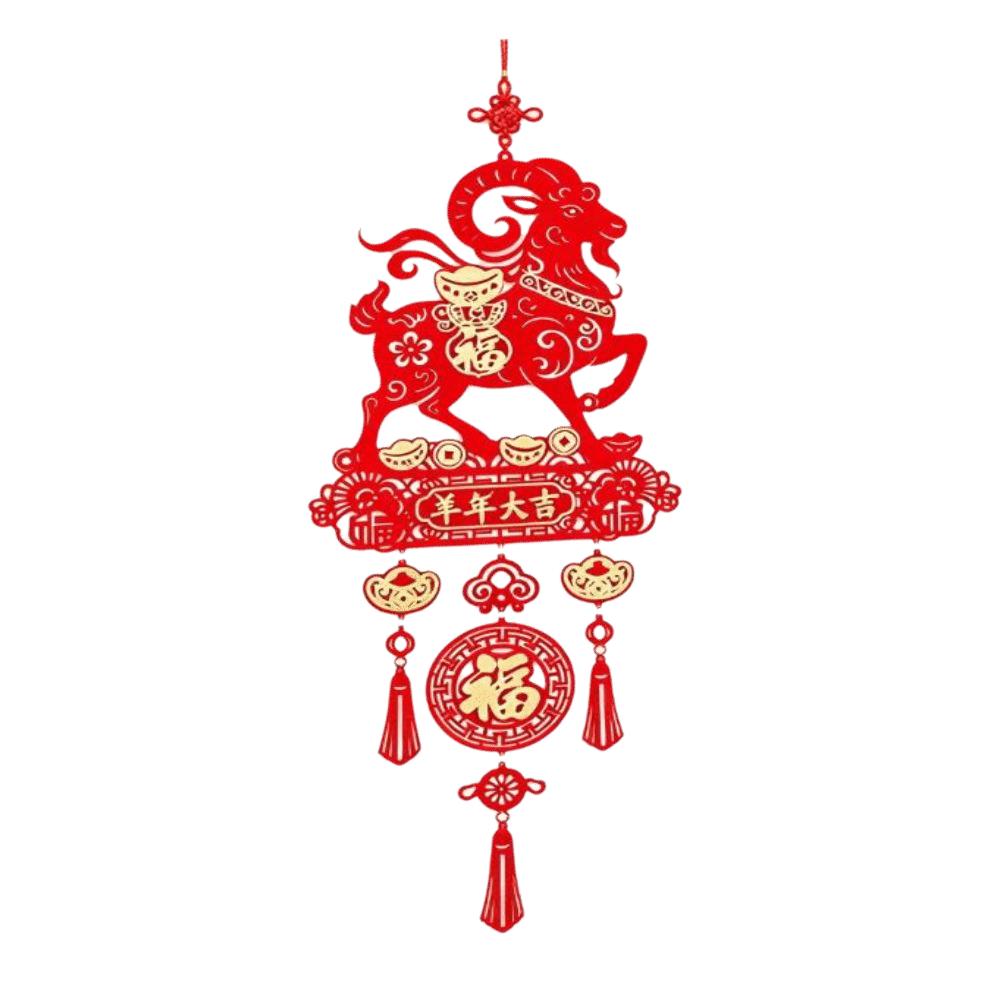 With Tassel Zodiac Goat Hanging Ornaments Flocking Spring Festival Pendants Home