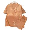 French Fashion Sense Solid Color Short-Sleeved Pajamas Summer Simple Simulation Silk Loungewear Set
