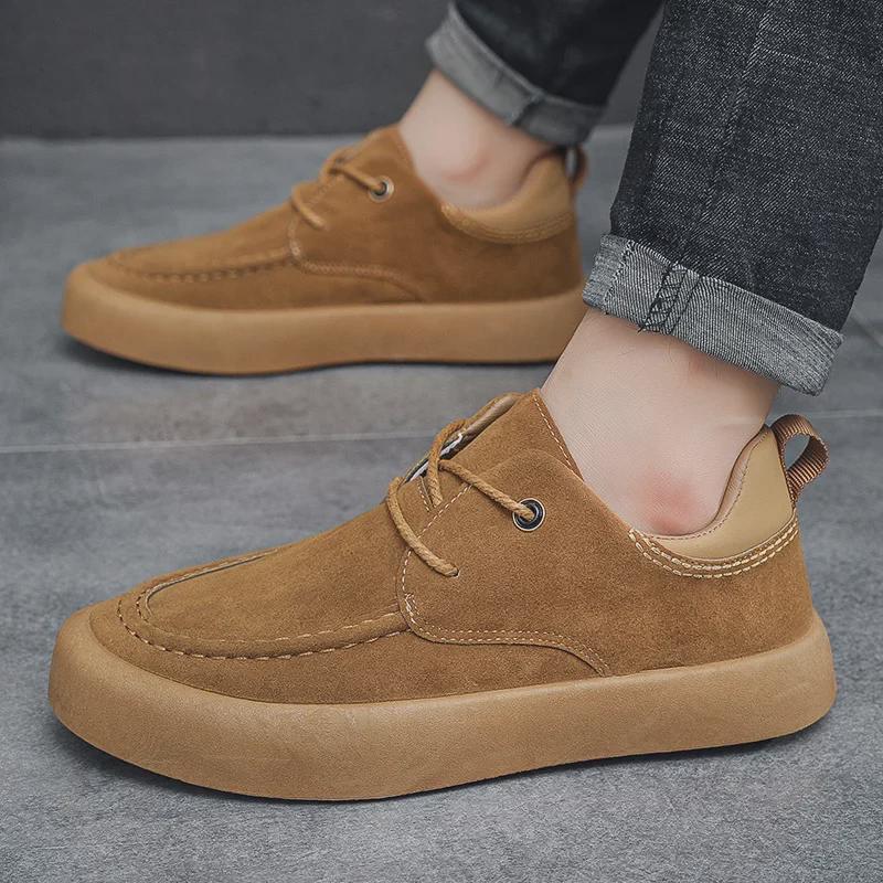 Men's Retro British Style Soft Sole Casual Leather Shoes - Korean Inspired, Large Sizes 45-46, Youthful Driving Loafers