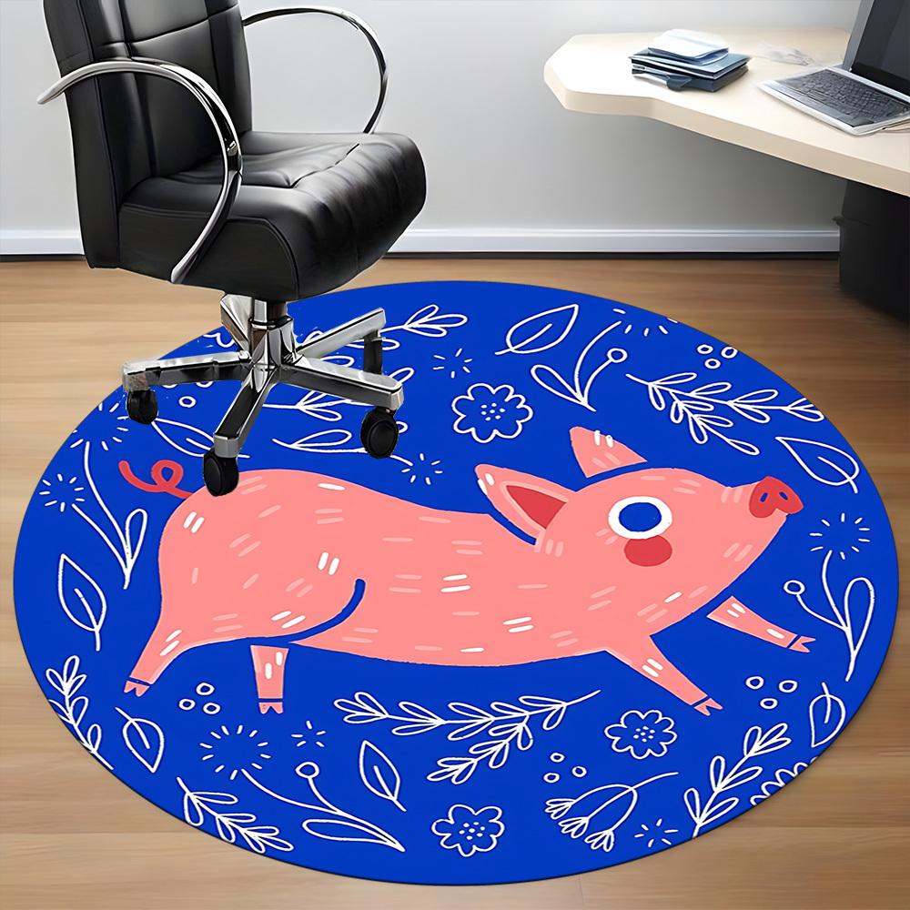 1pc Piggy Pattern Chair Carpet for Office Non Slip, Lightweight, Machine Washable Rug for Office Holiday Decor