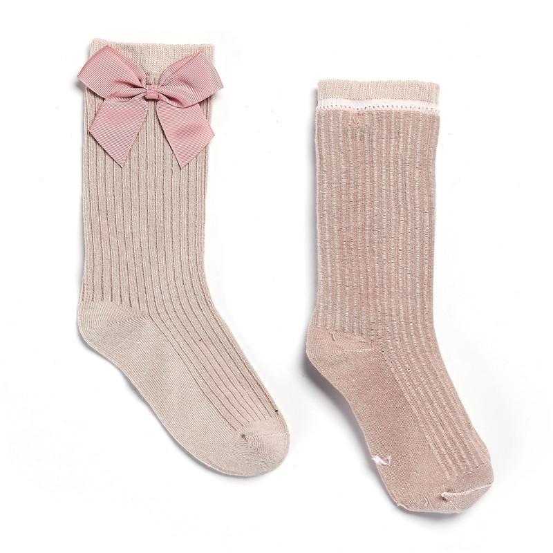 Solid Children Socks With Bows Cotton Baby Girls Socks Soft Toddlers Long Socks For Kids Princess Knee High Socks for Girls 2022 New Spring Autumn