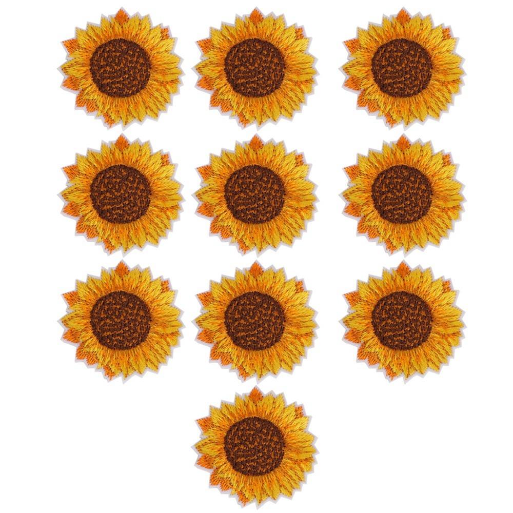 20 Stück DIY Bastel Sonnenblumen Stickerei Aufnäher Stickerei Zubehör Aufnäher zum Aufnähen Kleidung Dekoration
