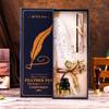 Blue Box Feather Gem Fountain Pen Gift Set: Original High-Value Calligraphy Practice Turkey Heart Dip Pen.