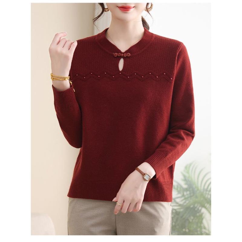 Fashionable Loose Base Casual and Versatile Pullover Round Neck Hollow Fashion Solid Color Sweater Knitted Long-sleeved Top