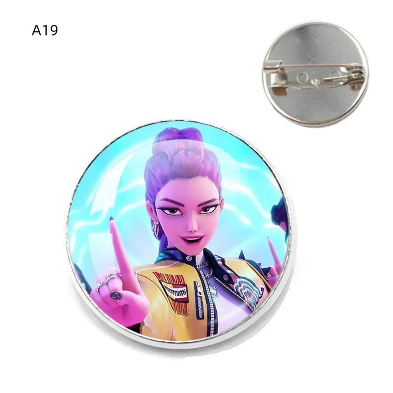 Popular Kpop Movie D-Demon H-Hunters Anime Button Pin Handmade Brooch For Clothes Cartoon Badge Backpack Decoration