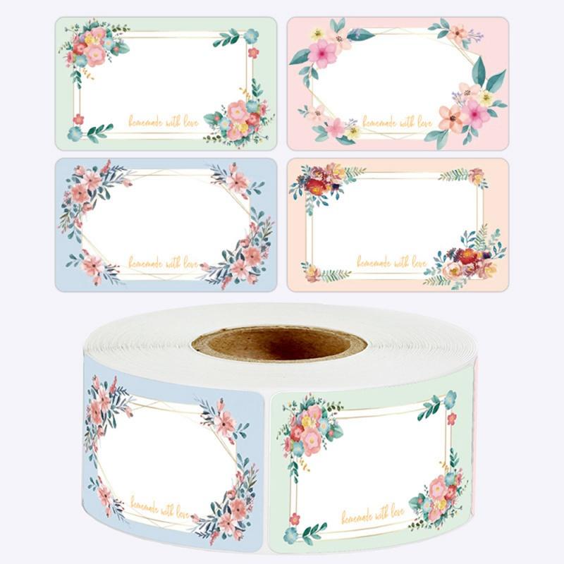 250Pcs 3*5Cm Flowers Name Labels Kitchen Blank Handwritten Date Stickers Refrigerator Freezer Food Storage Small Business