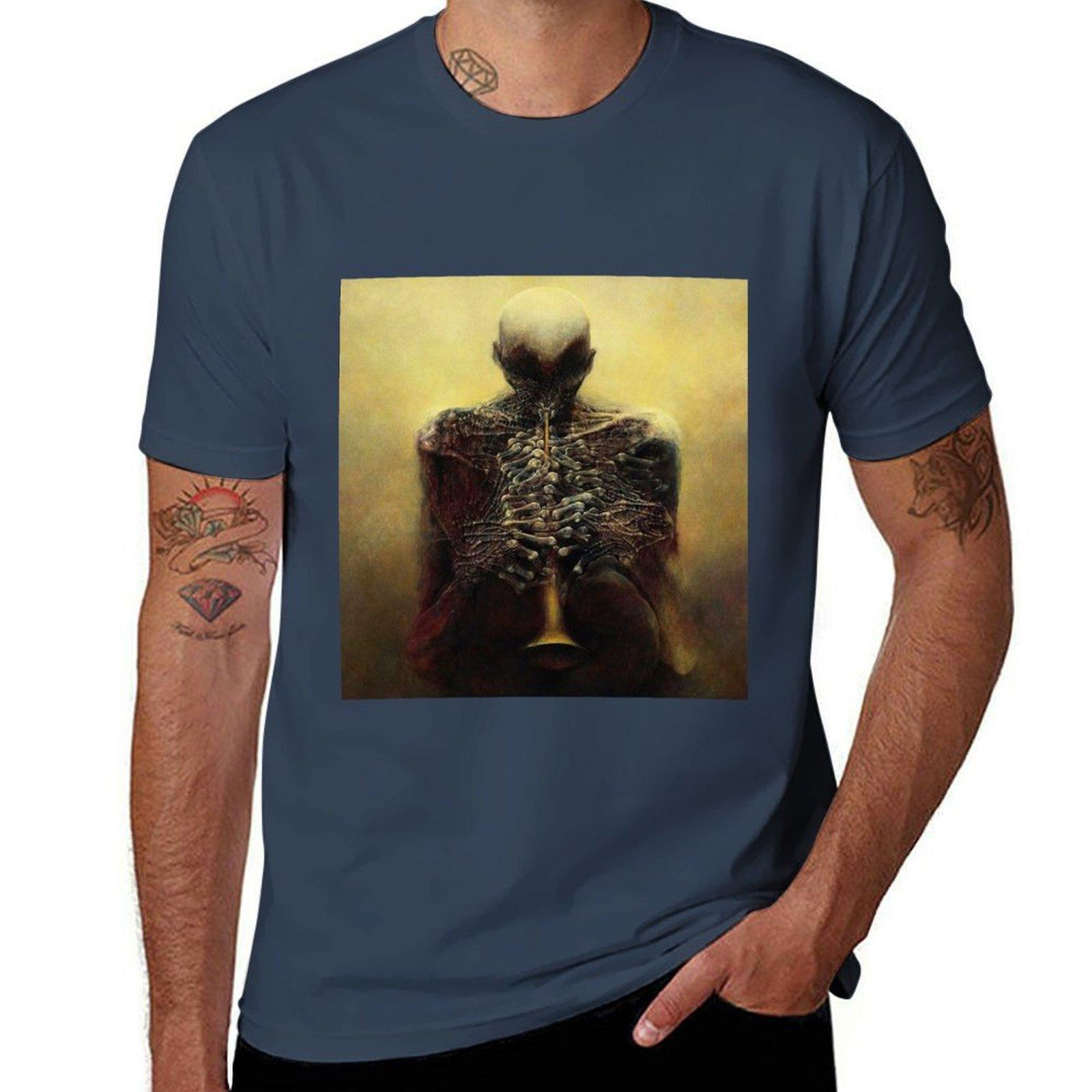 

Zdzisaw Beksinski art T-Shirt anime clothes heavyweights summer tops T-shirt men 3XL