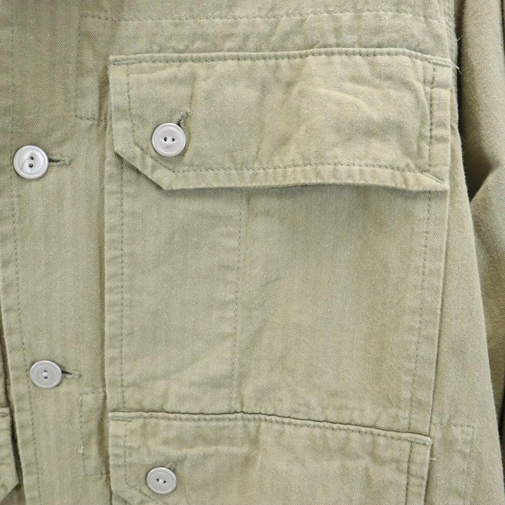 SASAFRAS Made In Japan Long Sleeve Work Shirt S Khaki Beige Herringbone Men's Used