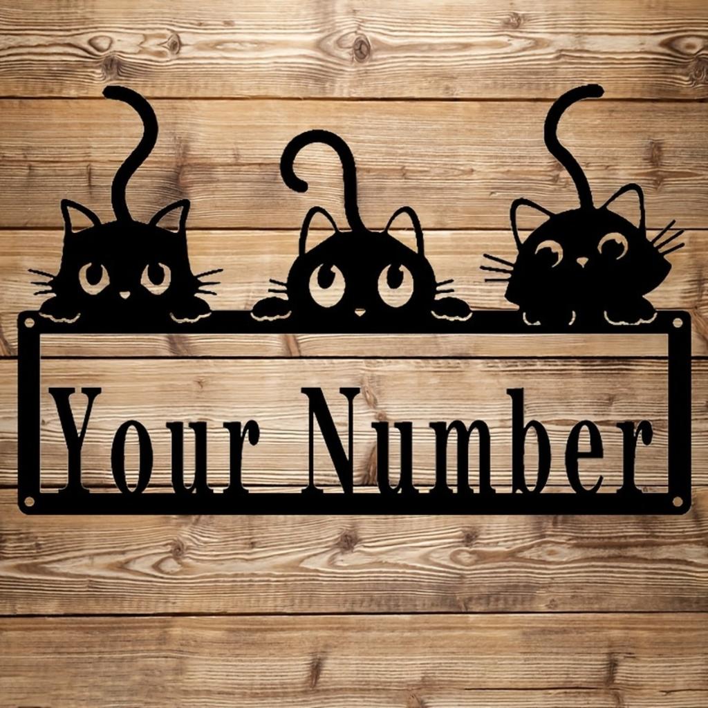 Vintage Metal Cat Wall Art Customizable Address Sign Home Decor Hot Sale