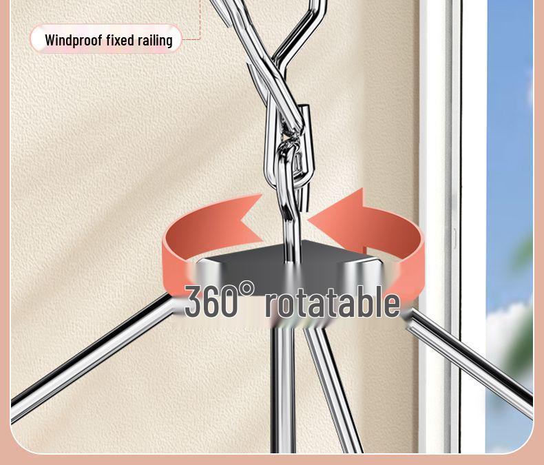Steel Rack Drying Windproof Stainless With 24 Clips Multifunctional Clothes And Sock Hanger