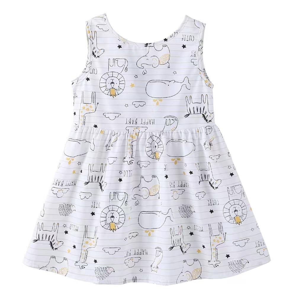 Girls Sleeveless Cherry Print Dress Summer Spring Princess Party Dress for Kids Cute Floral Sundress Casual Beach Wear 90cm
