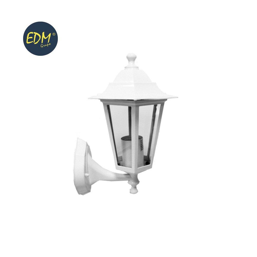 Aluminum and Glass Wall Lantern. Ip44 E27 60w White Color Ø19,5x21x32cm Zurich Model. Edm