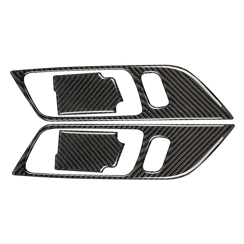 Carbon Fiber Car Inner Door Handle Panel Bowl Cover Trim Kits Interior Decoration Sticker For Ford Mustang 2015- Accessories