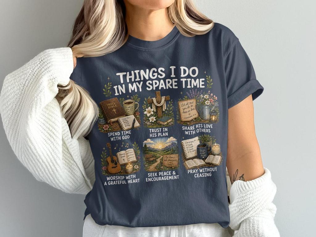 Cottagecore Style Christian T-Shirt, Bible Verse Graphic With Distressed Artwork