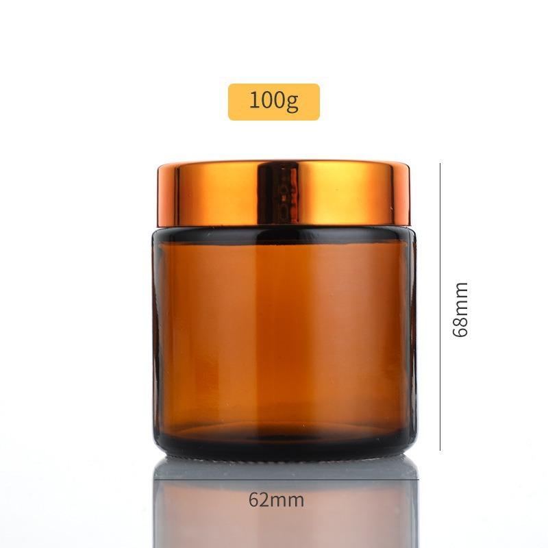 Braunes Glasauge und Gesichtscreme-Tiegel - Lichtgeschützt, Versiegelt, Verdickter Hautpflegebehälter.