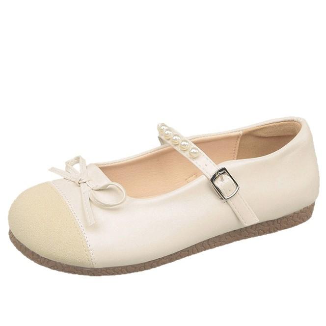 French Mary Jane Shoes Women's Autumn Design Pearl One-word Strap High Heels Ballet Baotou Sandals Light Mouth Single Shoes