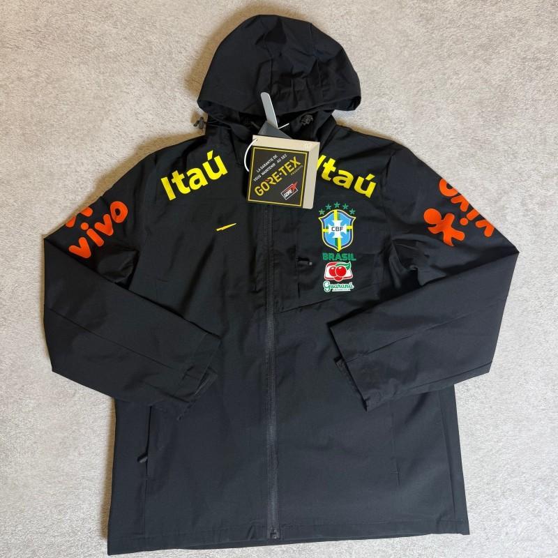 Brazil National Team Style Windbreaker Jacket Long Sleeve Soccer Training Outfit Unisex Adult Football Warm-Up Coat