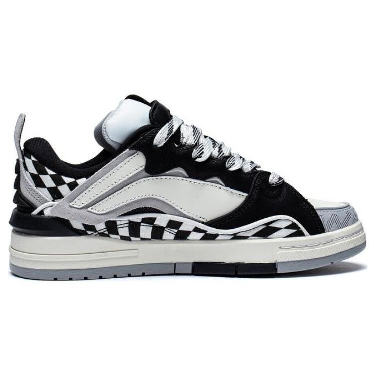 New LiNing Wave Golden Durable Breathable Low Top Skateboard Shoes Women's Black White AECS074-8