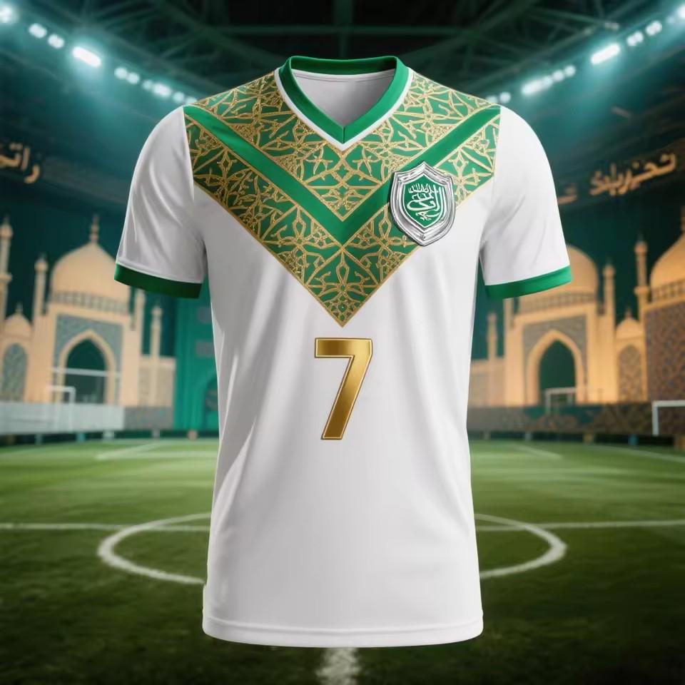 MDHAO xin nan zhuang  3D txu Mode Saoedi-Arabi&euml; Vlag Voetbalshirt T-shirts Trend Zomer Nationaal Embleem 3D Geprint Sport T-shirts Los Ademend Y2k Tops 4XL