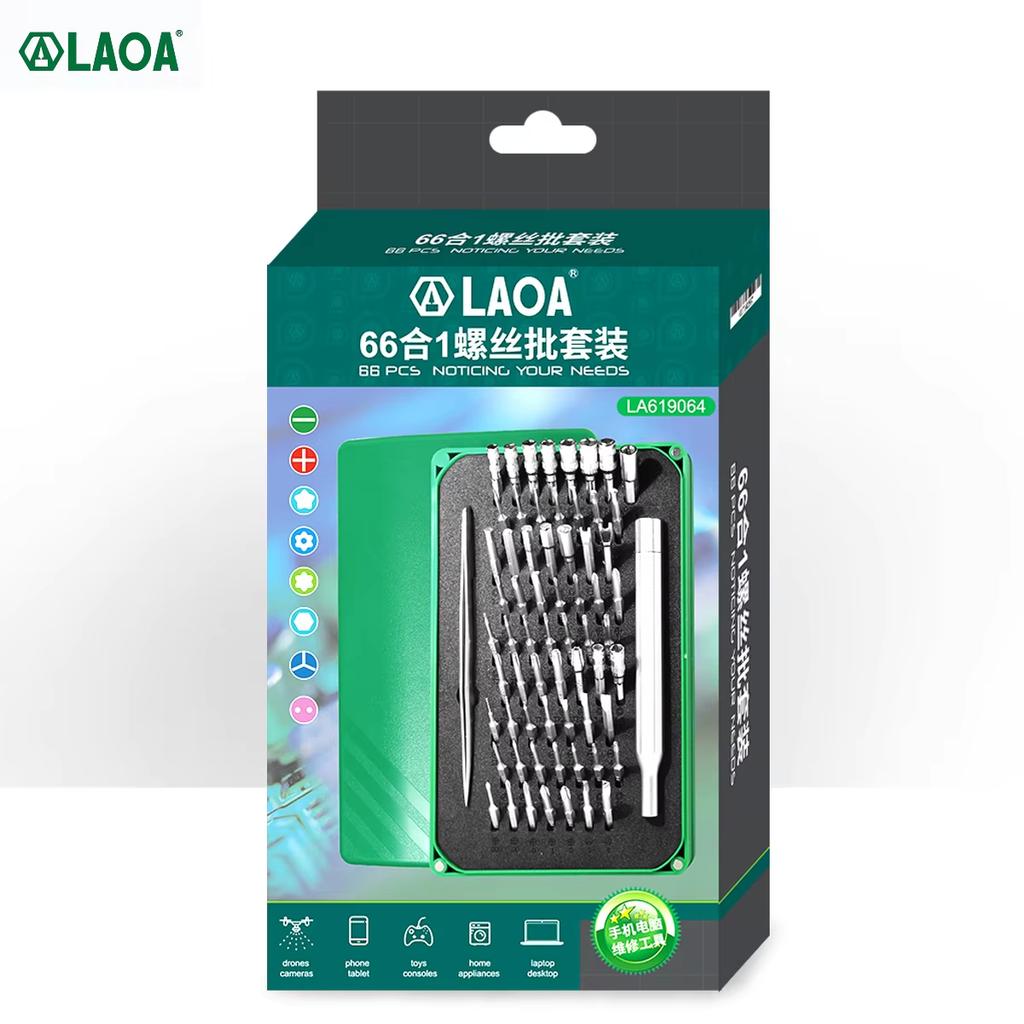 LAOA 66-in-1 Hand-Powered Precision Screwdriver Set with Hard Case for Cell Phones Computers Small Appliances- Customizable